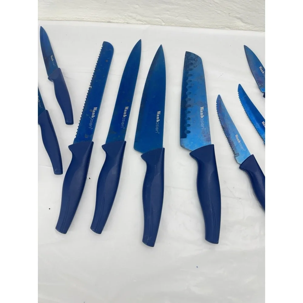 Wanbasion Kitchen Knife Set - 11 Piece Stainless‎ Steel Set Blue Preowned